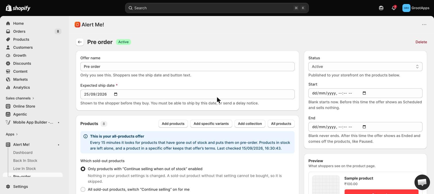 Offer editor